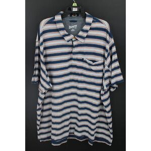Duluth Trading Polo Shirt Mens 3XL Relaxed Fit Blue Stripes Short Sleeve Cotton
